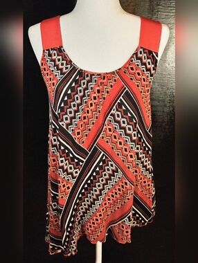 APT. 9 Sleeveless Tunic With A Vibrant Geometric Pattern & "Unique Angled Hem"